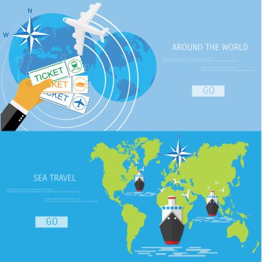 Vektör düz kavramı dünya seyahat ve Turizm.