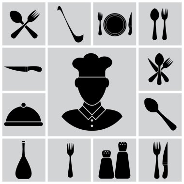 Vektör çatal bıçak takımı Icon set