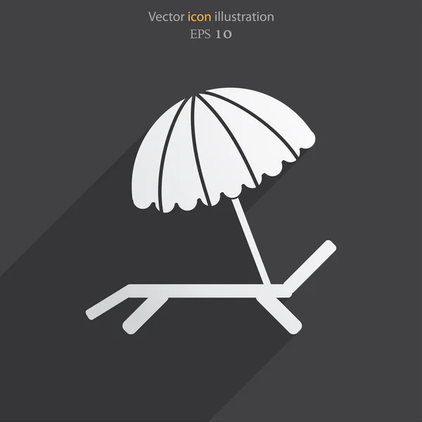 Vector strand-paraplu en ligstoel pictogram — Stockvector