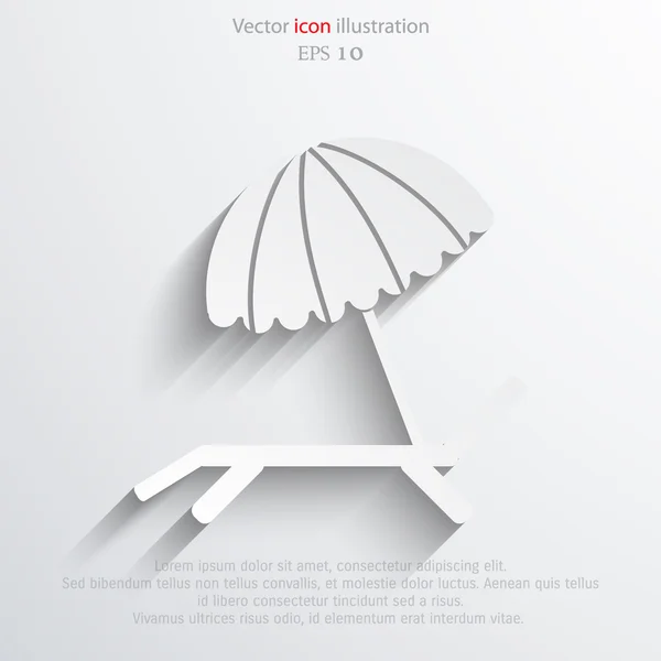 Vector strand-paraplu en ligstoel pictogram — Stockvector
