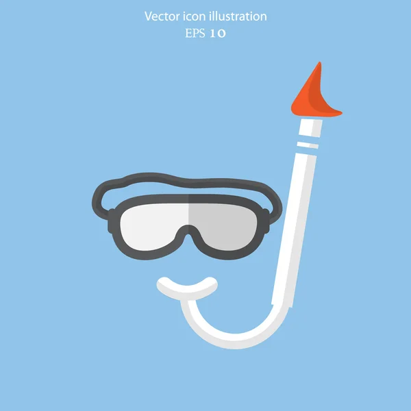 Vector duikbril en buis web platte pictogram. — Stockvector