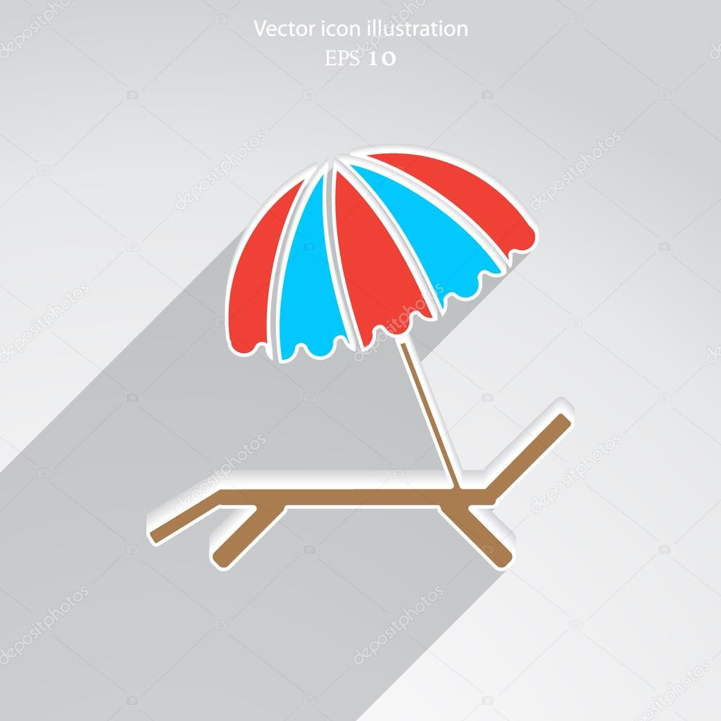 Vector beach umbrella and lounger icon