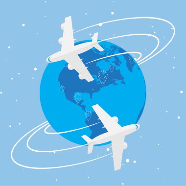 Dünya seyahat konsept illüstrasyon.
