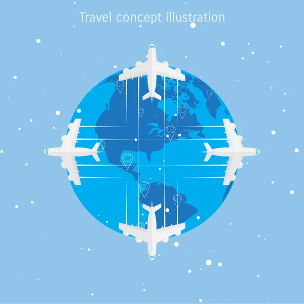 Wereld reizen concept illustratie. — Stockvector