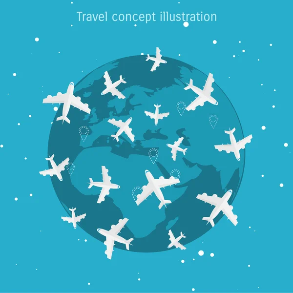 Ilustración del concepto de viaje mundial . — Vector de stock