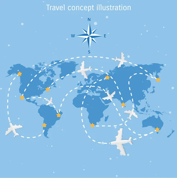 Ilustración del concepto de viaje mundial . — Vector de stock