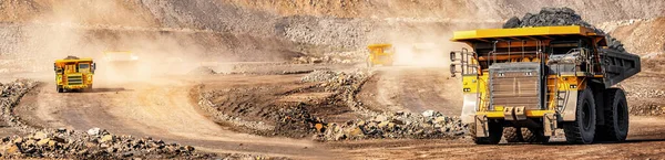 Banner open pit mine industry, big yellow mining truck for coal anthracit