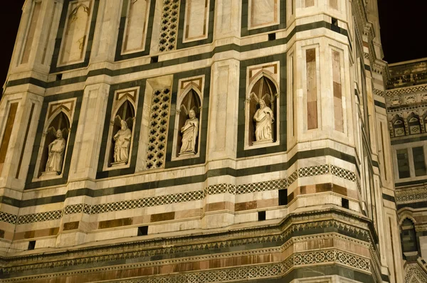 De duomo in florence Italië-nacht, belangrijkste kathedraal. — Stockfoto