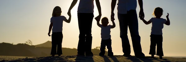 Silhouette di una famiglia di cinque persone — Foto Stock