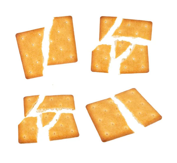 Quadratischer Cracker Isoliert Auf Weißem Hintergrund — Stockfoto
