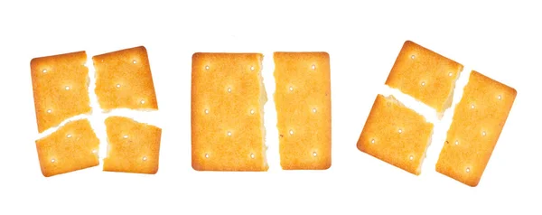 Quadratischer Cracker Isoliert Auf Weißem Hintergrund — Stockfoto