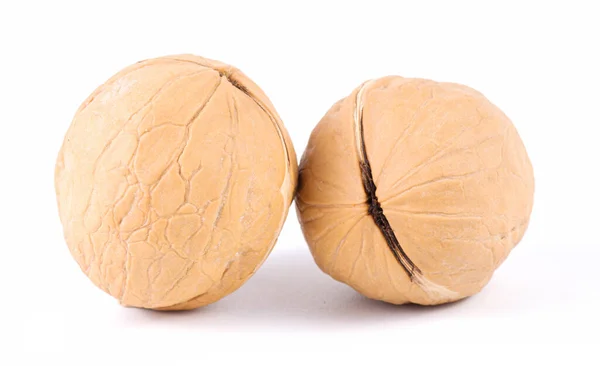Dva Vlašské Ořechy Izolované Bílém Pozadí — Stock fotografie