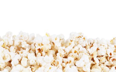 patlamış mısır sınırı, beyaz arkaplanda izole.