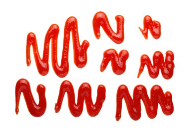 Kırmızı lezzetli ketçap ya da beyaz arkaplanda izole edilmiş sos