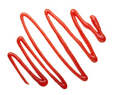 Kırmızı lezzetli ketçap ya da beyaz arkaplanda izole edilmiş sos