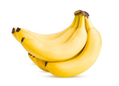 Beyaz arkaplanda izole edilmiş bir grup sarı muz Kırpma Yolu