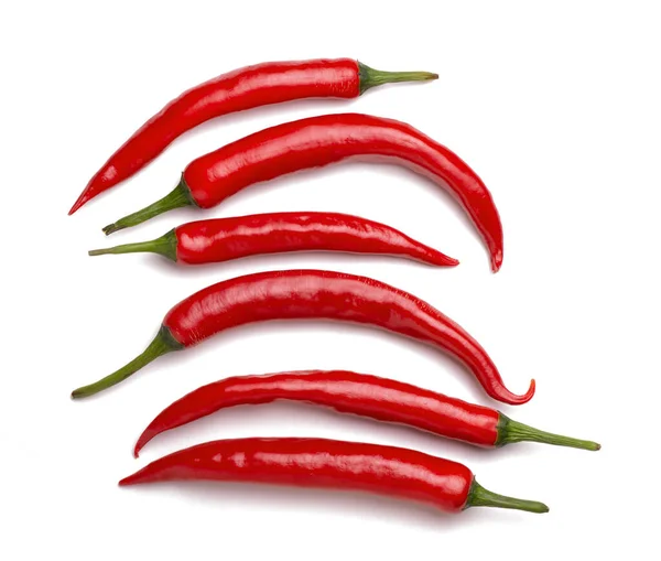 Hot Chili Pepper Whole Slices Isolated White Background — Stock Photo, Image