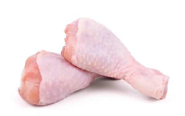 Két nyers csirke dobverő izolált fehér alapon — Stock Fotó