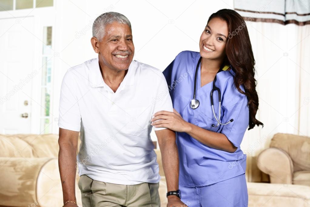  Health Care Worker and Elderly Man