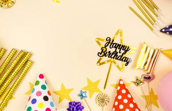 Fondo Para Celebración Feliz Cumpleaños Fiesta Grupo Globos Colores Confeti —  Fotos de Stock