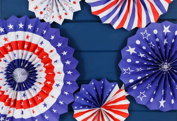 Decoraties Voor Juli Dag Van Amerikaanse Onafhankelijkheid Vlag Kaarsen Rietjes — Stockfoto