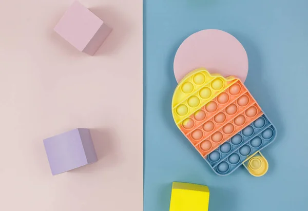 Popular Pastel Silicona Estrés Pop Juguetes Formas Geométricas Para Niño — Foto de Stock