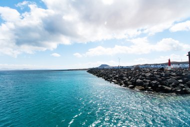 Kıyısında Lanzarote La Graciosa, Lanzarote, Kanarya Adaları, İspanya