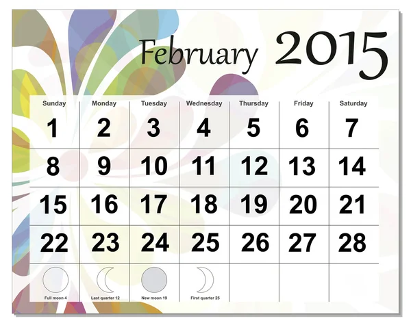 Februari 2015 kalender — Stock vektor