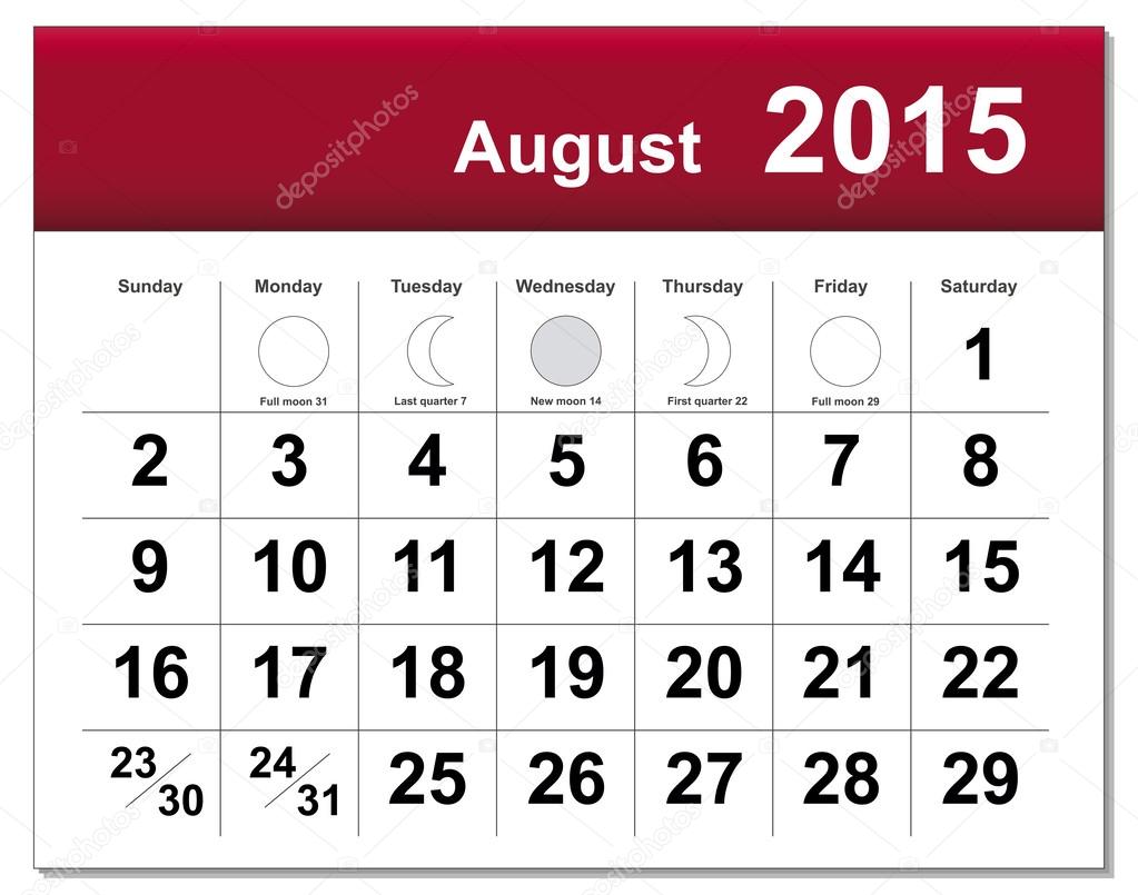August 2015 calendar