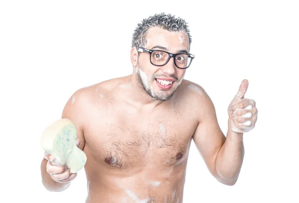 Hombre divertido bañándose —  Fotos de Stock