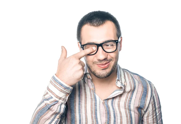 Loony man with eyeglasses — Stock Photo, Image