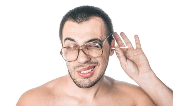 Homem comichão no ouvido — Fotografia de Stock