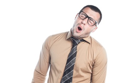 Adam Yawning, üzerinde beyaz izole