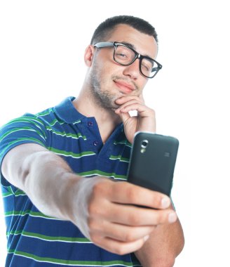 Selfie, üzerinde beyaz izole