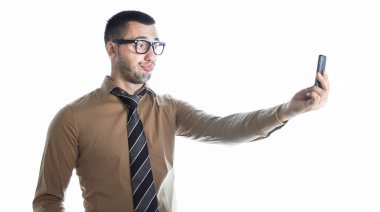 Selfie, üzerinde beyaz izole