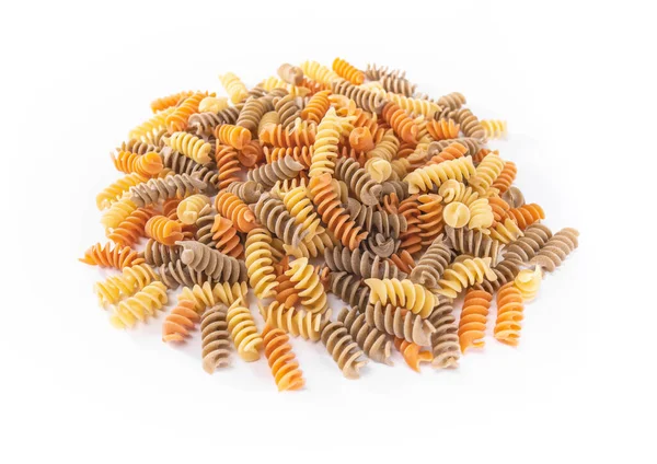 Pile Uncooked Macaroni Isolated White Dry Colorful Noodle — Stock Photo, Image