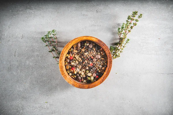 Especias Tazón Granos Secos Mixtos Varios Para Cocinar Alimentos Culinario — Foto de Stock