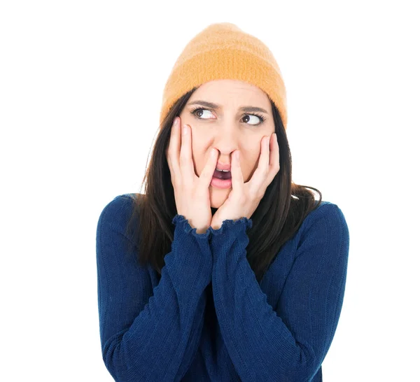 Bored Girl Feeling Sleepy Reluctant Stare Apathy Boring Concept Isolated — Stock Photo, Image