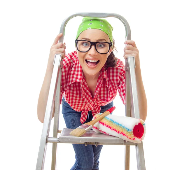 Woman over white background — Stock Photo, Image