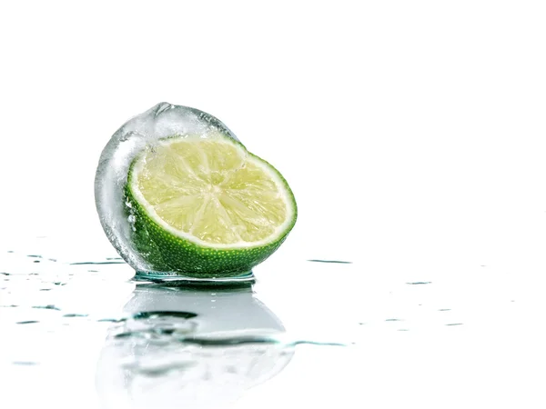 Fresh lime and slice with ice Stock Picture