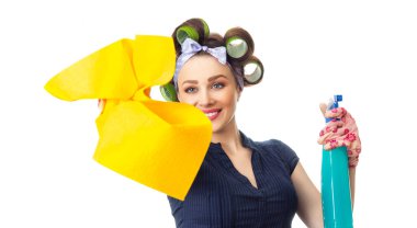 Housewife with rag clipart