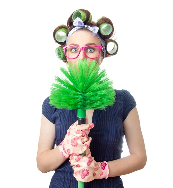 Woman with brush — Stock Photo, Image