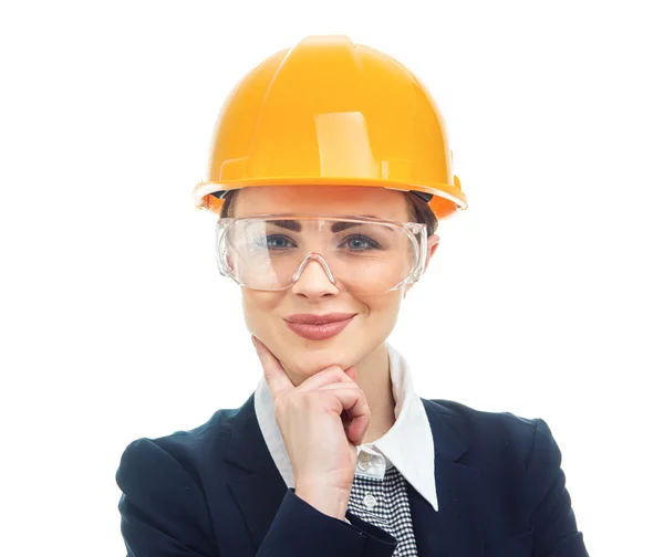 Engineer woman over white background — Stock Photo, Image