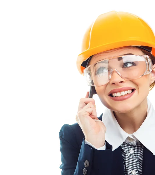 Engineer woman over white background — Stock Photo, Image