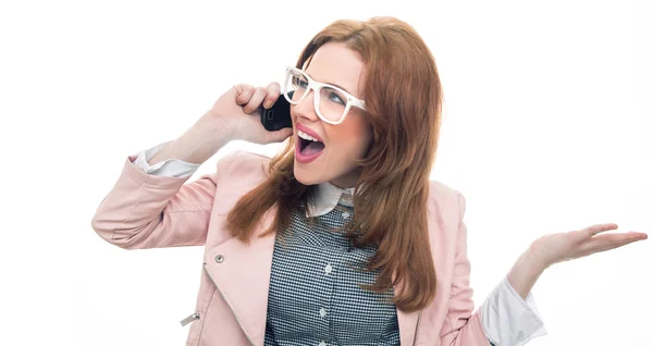 Trendfrau am Telefon — Stockfoto