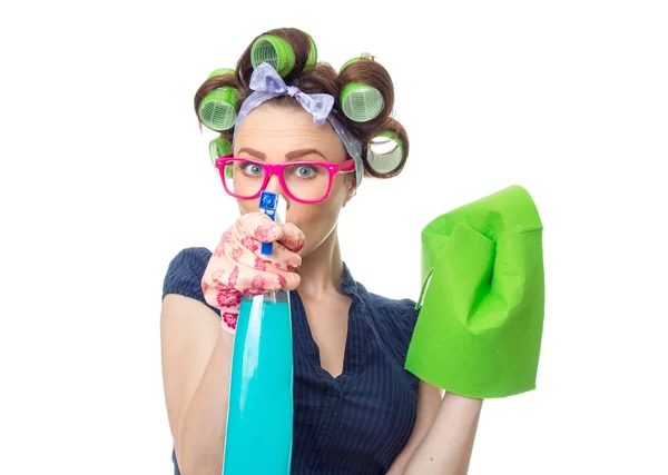 Housewife with rag — Stock Photo, Image