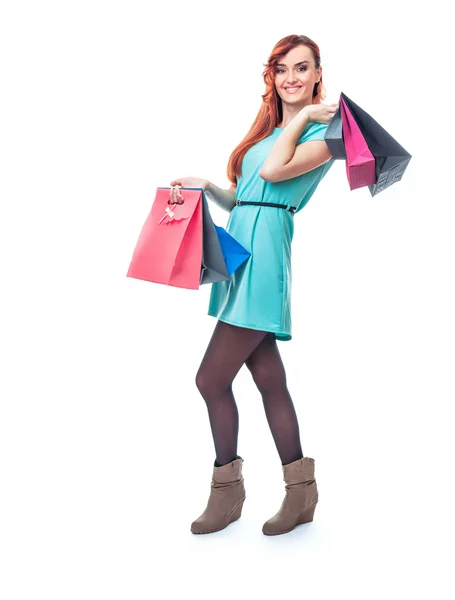 Donna con shopping bags — Foto Stock