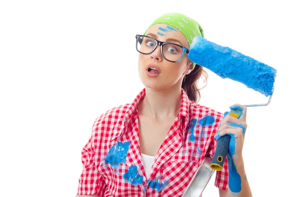 House painter woman — Stock Photo, Image