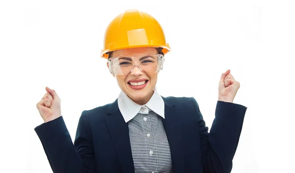 Engineer woman over white background — Stock Photo, Image