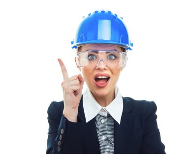 Beyaz arka plan mühendisi kadın